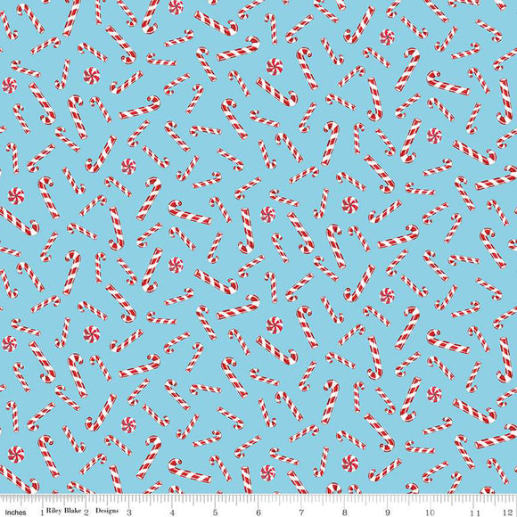 Candy Canes Blue - Christmas Joys - Riley Blake Cotton Fabric ✂️