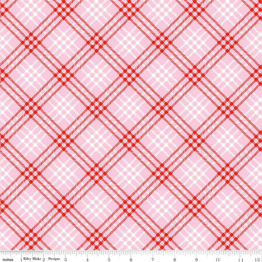 Christmas Tartan Plaid Pink - Christmas Joys - Riley Blake Cotton Fabric ✂️