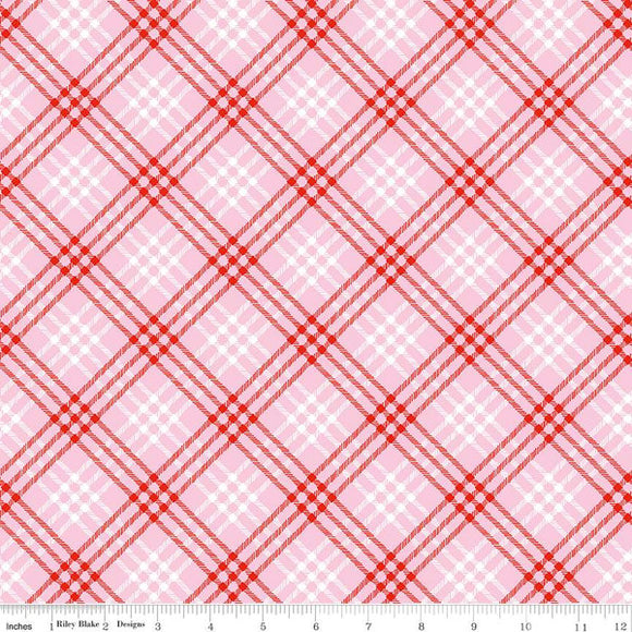 Christmas Tartan Plaid Pink - Christmas Joys - Riley Blake Cotton Fabric ✂️
