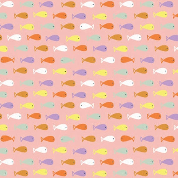 Swimming Fishes On Pink - Under The Sea - Dashwood Studio Cotton Fabric ✂️ £9 pm *SALE*