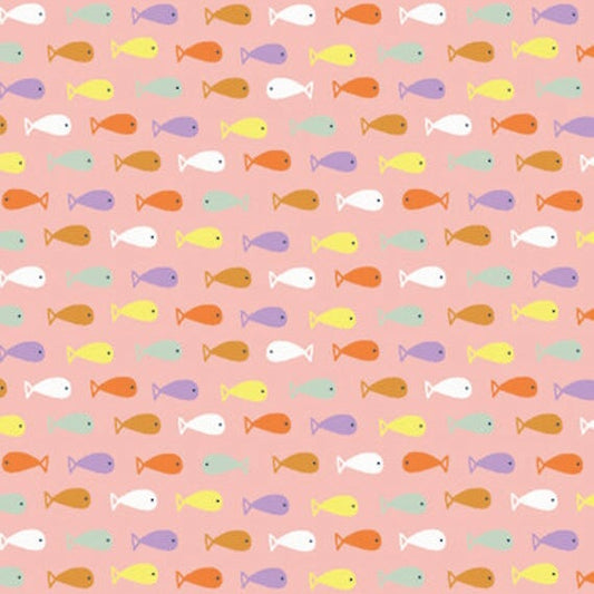 Swimming Fishes On Pink - Under The Sea - Dashwood Studio Cotton Fabric ✂️ £9 pm *SALE*