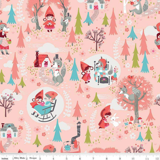 *SALE* Red Riding Hood Main Pink - Little Red In The Woods - Riley Blake Cotton Fabric