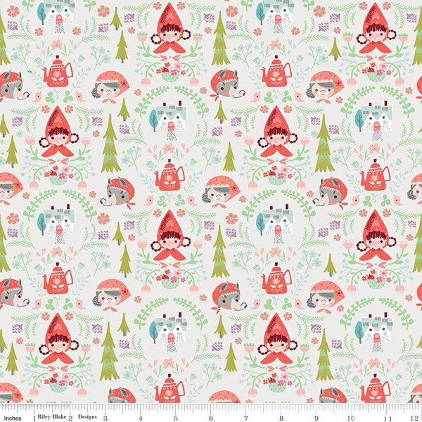 *SALE* Red Riding Hood Damask Minis Cream - Little Red In The Woods - Riley Blake Cotton Fabric