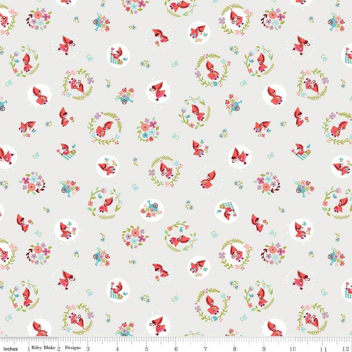 *SALE* Red Riding Hood Circles Cream - Little Red In The Woods - Riley Blake Cotton Fabric