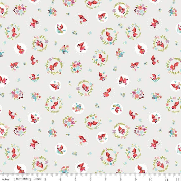 *SALE* Red Riding Hood Circles Cream - Little Red In The Woods - Riley Blake Cotton Fabric
