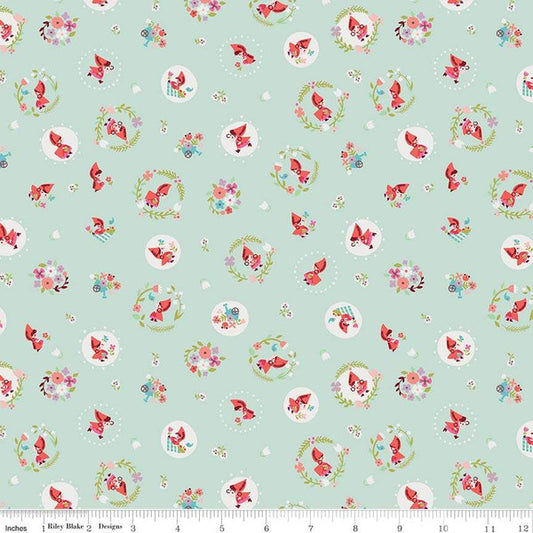 Red Riding Hood Circles Mint - Little Red In The Woods - Riley Blake Cotton Fabric ✂️ £8 pm *SALE*