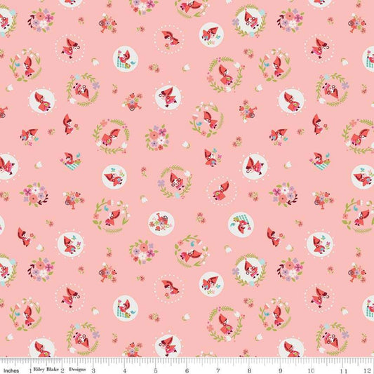 *SALE* Red Riding Hood Circles Pink - Little Red In The Woods - Riley Blake Cotton Fabric