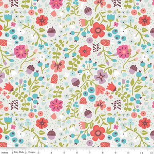 *SALE* Red Riding Hood Floral Cream - Little Red In The Woods - Riley Blake Cotton Fabric