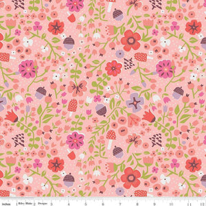 *SALE* Red Riding Hood Floral Pink - Little Red In The Woods - Riley Blake Cotton Fabric