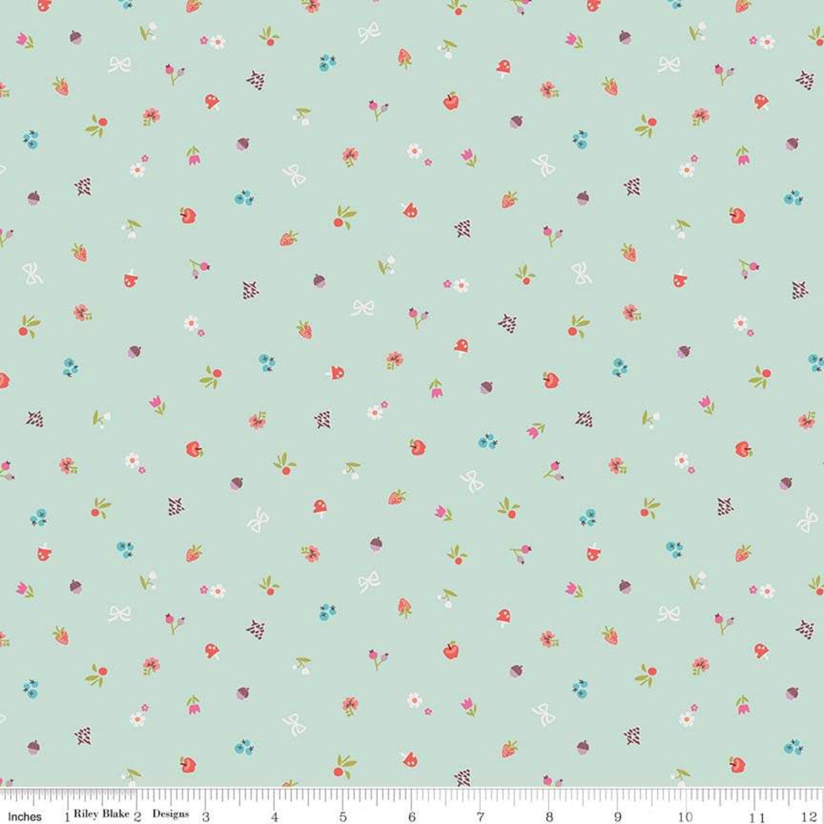 *SALE* Red Riding Hood Bits Mint - Little Red In The Woods - Riley Blake Cotton Fabric
