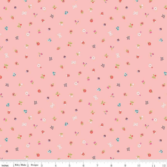 *SALE* Red Riding Hood Bits Pink - Little Red In The Woods - Riley Blake Cotton Fabric