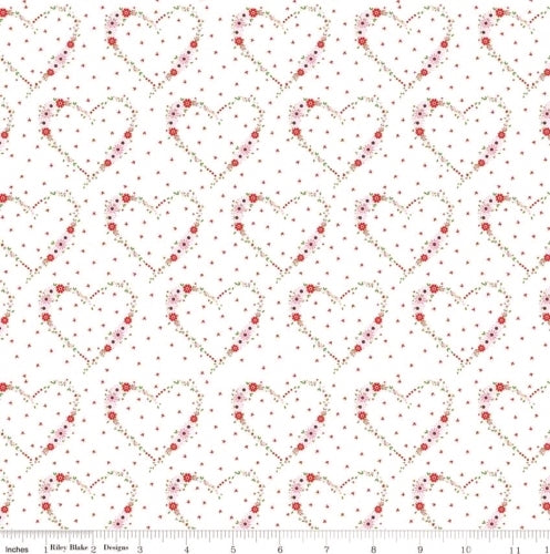 Vintage Heart White - Vintage Keepsakes - Riley Blake Cotton Fabric