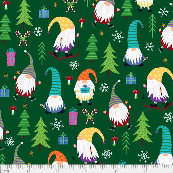 Christmas Gonks on Green - Christmas Miniatures II - P&B Textiles Cotton Fabric ✂️