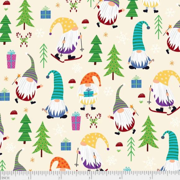 Christmas Gonks on Cream - Christmas Miniatures II - P&B Textiles Cotton Fabric ✂️
