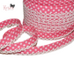12mm Candy Pink with White Polka Dots Pre-Folded Bias Binding with Scallop Lace Edge
