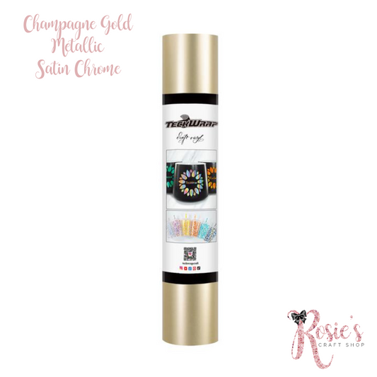 Champagne Gold Metallic Satin Chrome Teckwrap Adhesive Vinyl ✂️