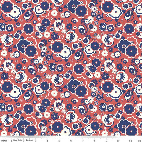 Cosmos Cloud Flowers Red - Carnaby Collection - Liberty Cotton Fabric ✂️ £10 pm *SALE*