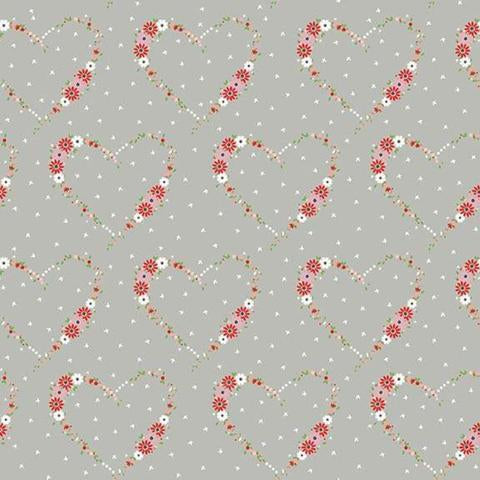 Vintage Heart Grey - Vintage Keepsakes - Riley Blake Cotton Fabric
