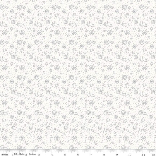 Frosty Silver Metallic on White - Season's Greetings Collection - Liberty Cotton Fabric ✂️