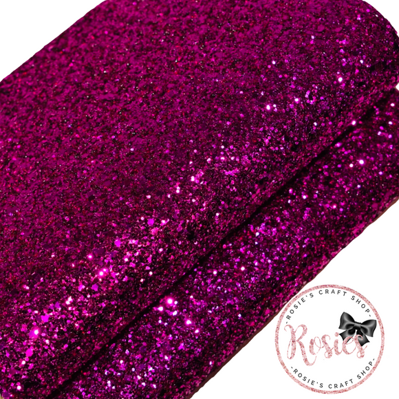 Fuchsia Pink Chunky Glitter Fabric - Luxury Core Collection
