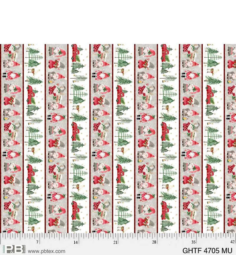 Christmas Gonks and Trucks - Gnome's Tree Farm - P&B Textiles Cotton Fabric ✂️