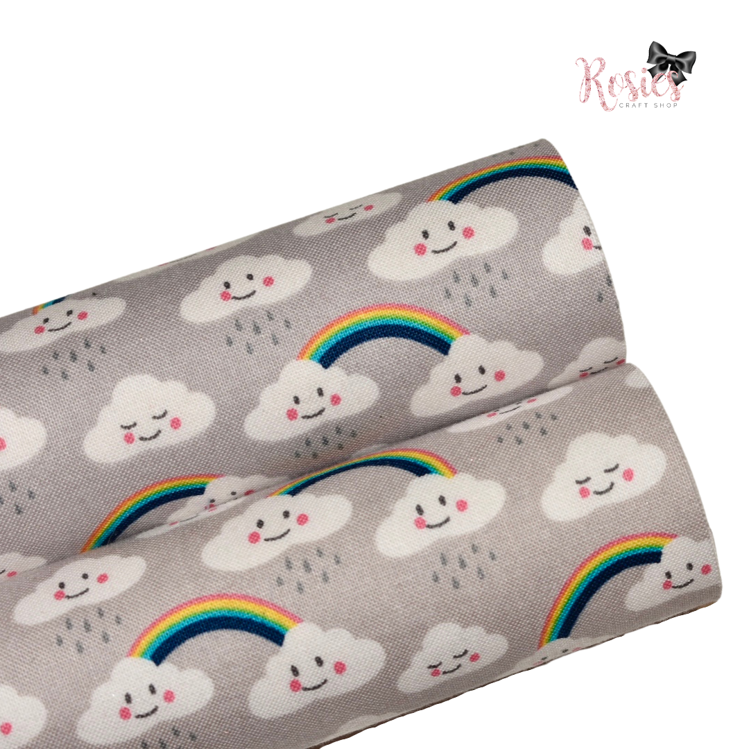 Rainbows and Clouds Grey Designer Fabric Felt