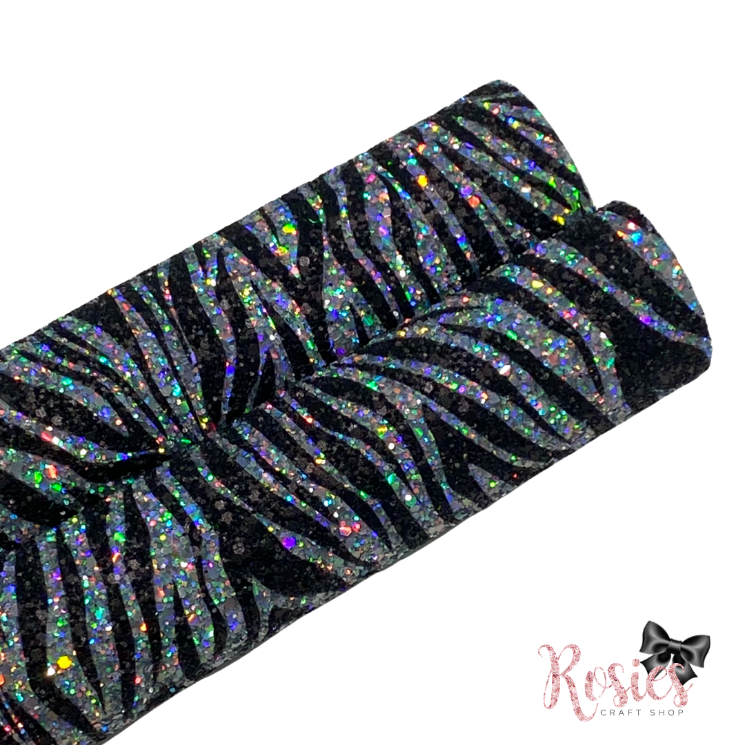 Holo Zebra Chunky Glitter Fabric - Luxury Core Collection