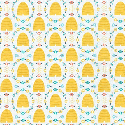 Bumble Bees & Beehive - Bees Knees - Robert Kaufman Cotton Fabric ✂️ £13 pm