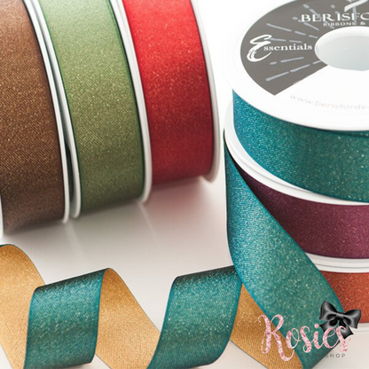 Berisfords Metallic Jewel Ribbon | Reversible Gold Backed Ribbon | 25mm