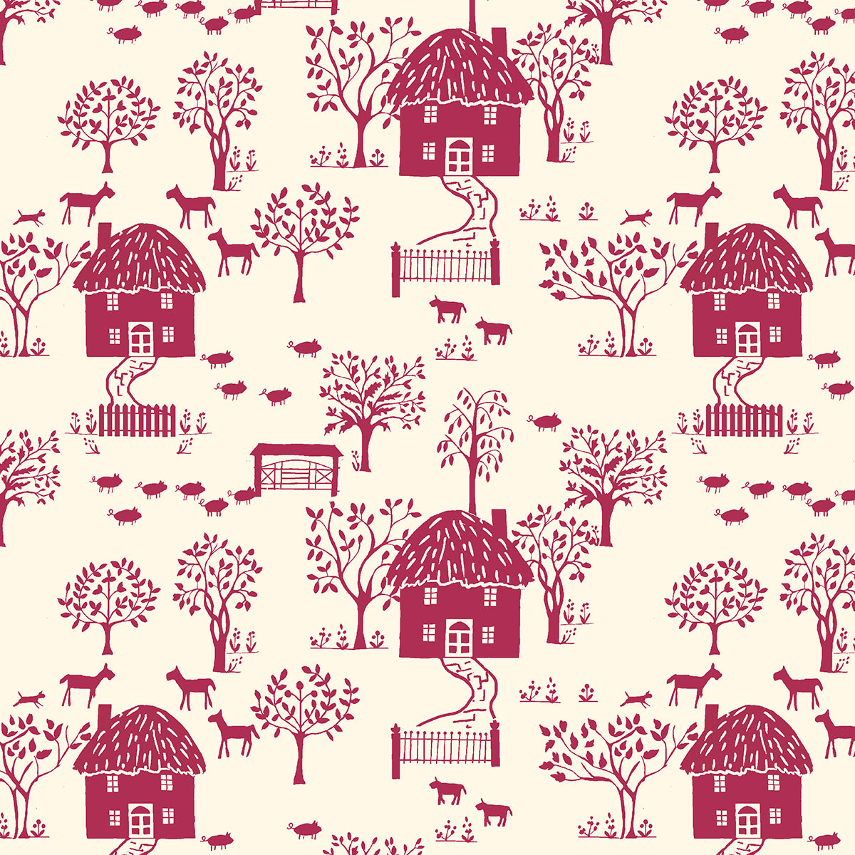 Cottage Lane Red by Liberty - The Cottage Garden - Rosie's Craft Shop Ltd