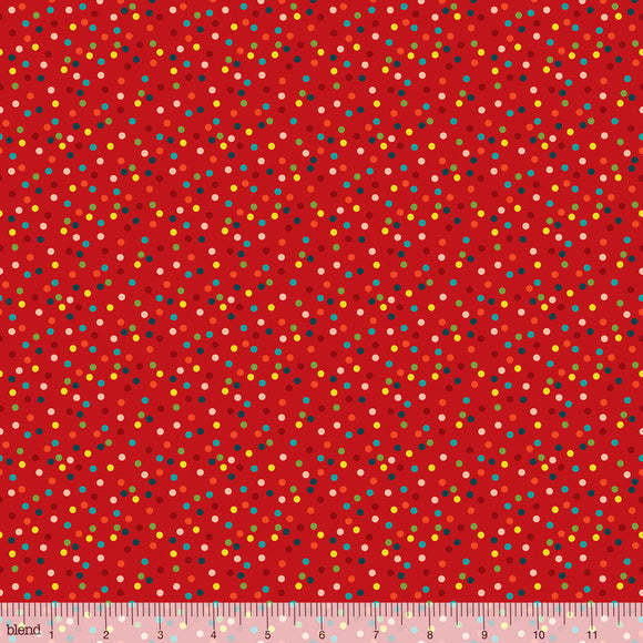 Christmas Polka Dots on Red Fabric Felt - Rosie's Craft Shop Ltd