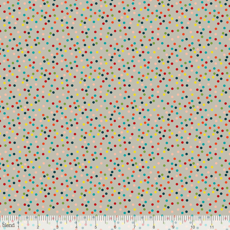 Christmas Polka Dots on Taupe Fabric Felt - Rosie's Craft Shop Ltd