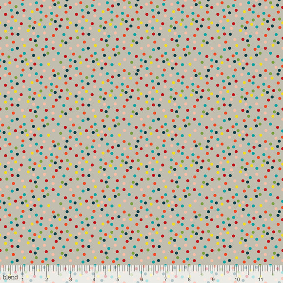 Christmas Polka Dots on Taupe Fabric Felt - Rosie's Craft Shop Ltd