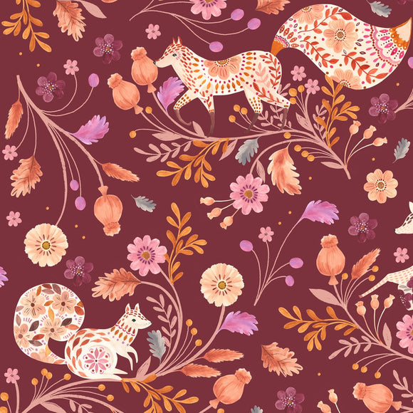 Burgundy Fox - Maple Woods - Dashwood Studio Cotton Fabric ✂️