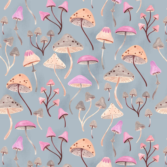 Toadstools Soft Blue - Maple Woods - Dashwood Studio Cotton Fabric ✂️