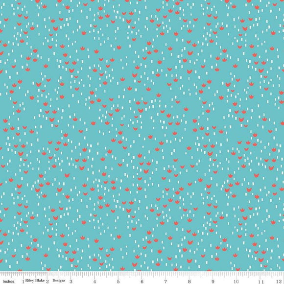 *SALE* Red Riding Hood Meadows Teal - Little Red In The Woods - Riley Blake Cotton Fabric