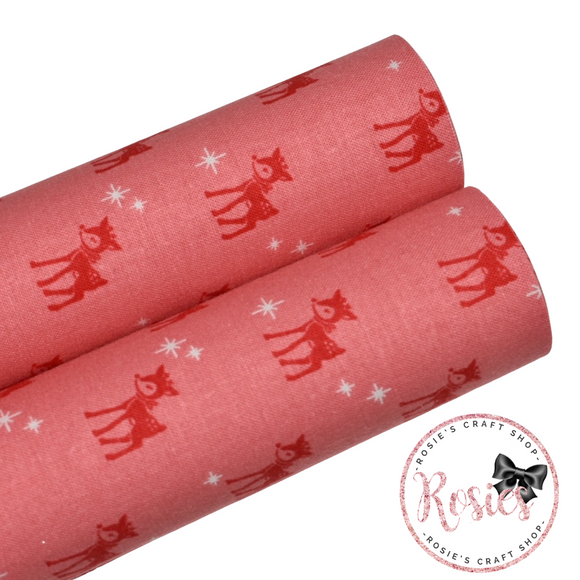 Mini Pink & Red Reindeer Designer Fabric Felt