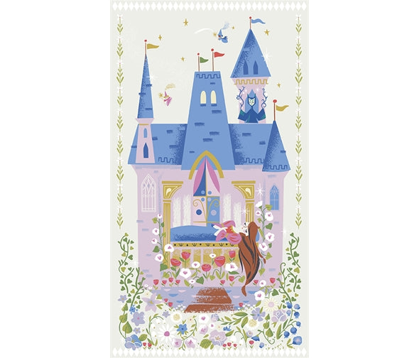 Cream Parchment Sleeping Beauty Princess Castle Sparkle Panel - Little Brier Rose - Riley Blake Cotton Fabric ✂️