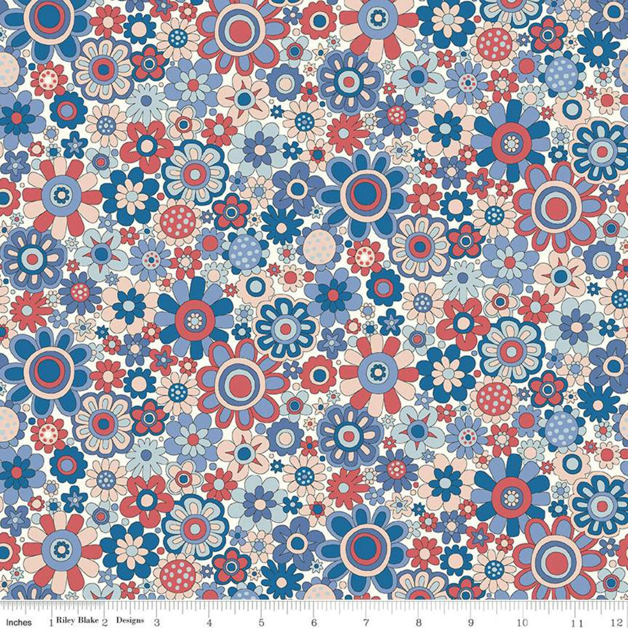 Paradise Petals Blue - The Carnaby Collection by Liberty Fabric Felt