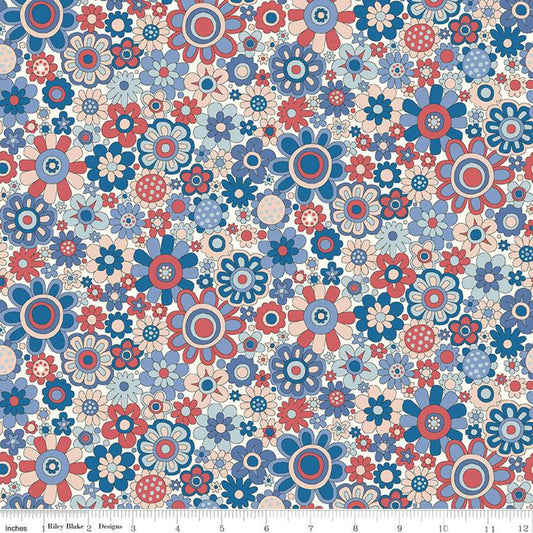 Paradise Petals Blue - The Carnaby Collection by Liberty Fabric Felt