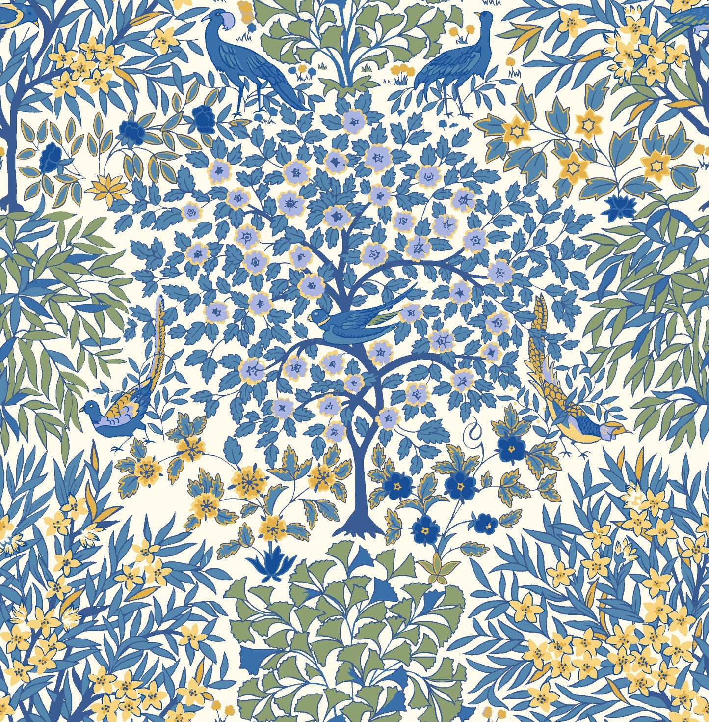 Pheasant Forest in Blue & Yellow by Liberty - The Orchard Garden - Rosie's Craft Shop Ltd