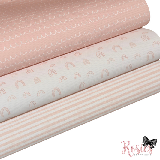 Pastel Printed Bow Fabric Canvas - Pink Bundle 4