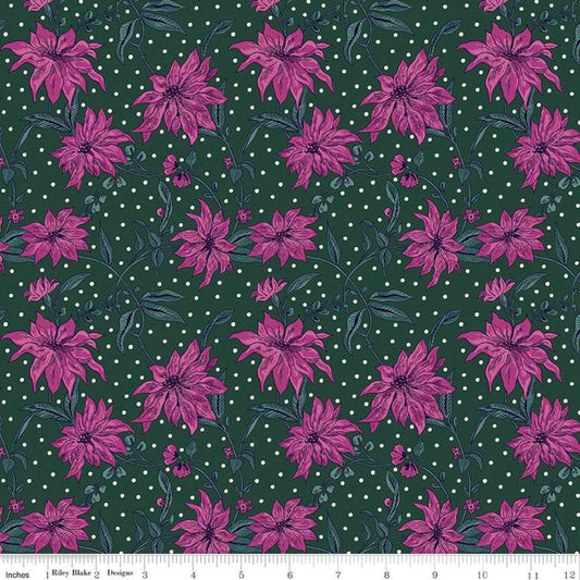 Poinsettia Pink/Green - Season's Greetings - Liberty Cotton Fabric ✂️ £10 pm *SALE*