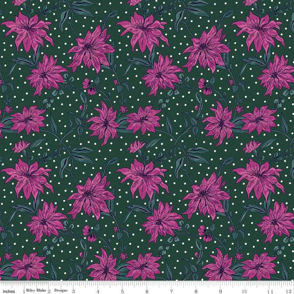 Poinsettia Pink/Green - Liberty Season's Greetings Collection