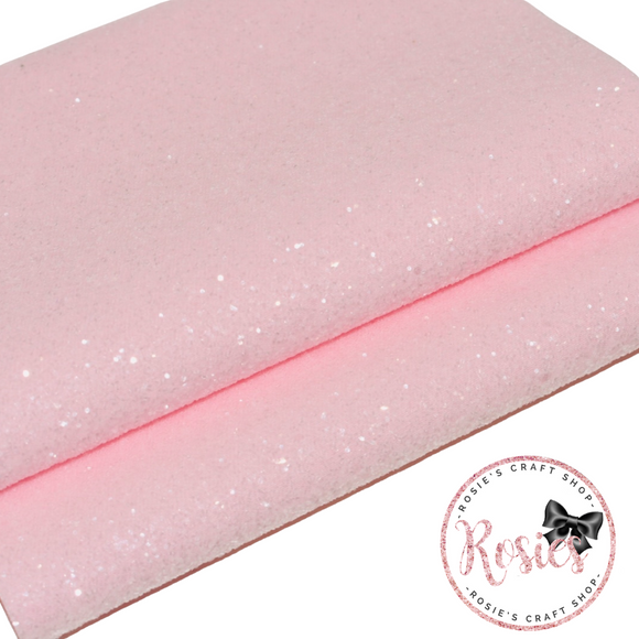 Powder Pink Sugar Frosted Chunky Glitter Fabric - Luxury Core Collection