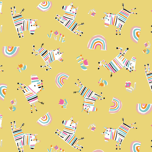 Zebra Yellow - Rainbow Friends - Dashwood Studios Cotton Fabric ✂️ £13 pm
