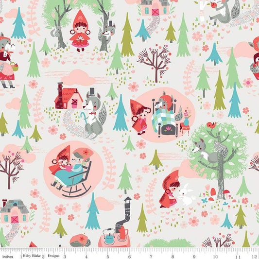 Red Riding Hood Main White - Little Red In The Woods - Riley Blake Cotton Fabric ✂️ £7 pm *SALE*