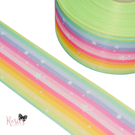 2" Rainbow Stars Printed Grosgrain Ribbon 50mm