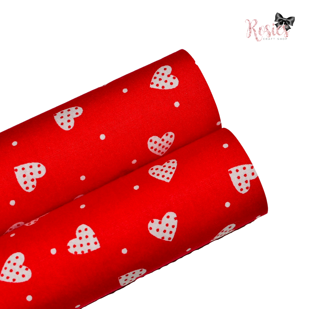Red with White Hearts Fabric Felt ✂️  *SALE*