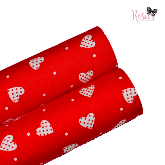 Red with White Hearts Fabric Felt ✂️  *SALE*